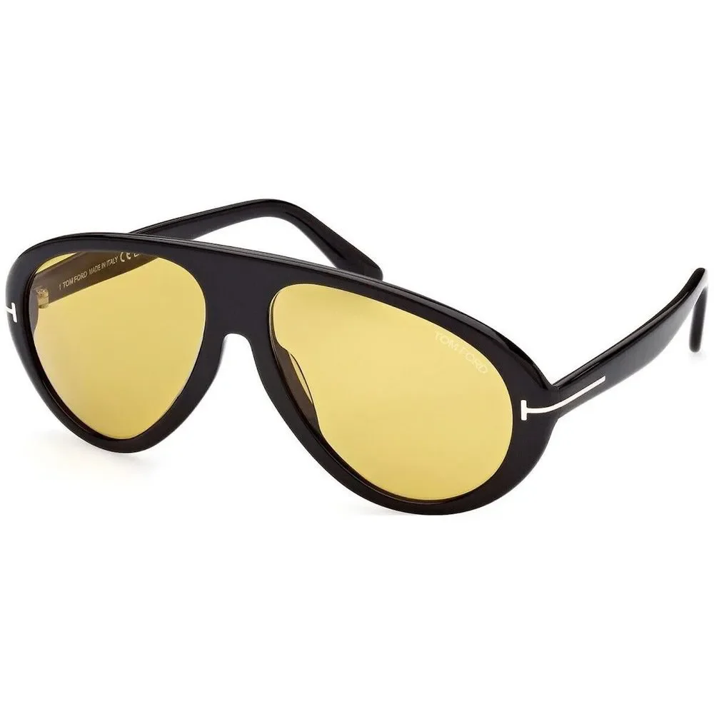 Tom Ford Black Acetate Sunglasses with Yellow Lenses
